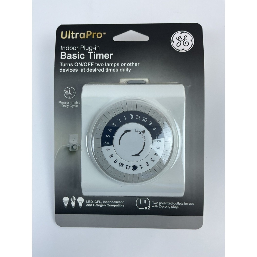 GE UltraPro Indoor Plug-In Basic Timer 2-Pack 2-Outlet 24-Hour Programmable - Picture 2 of 9